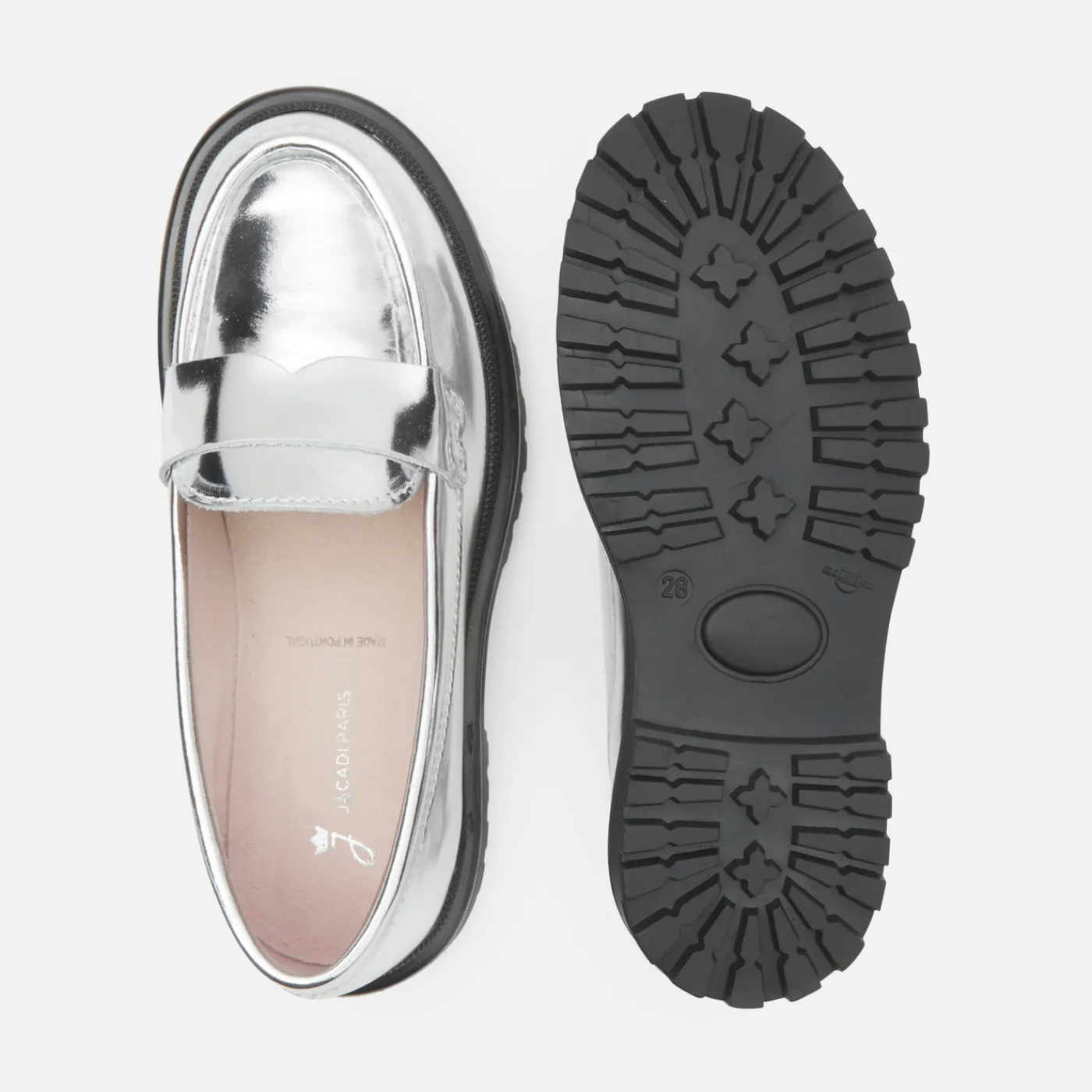 Jacadi Mocassins enfant fille en cuir glacé - ARGENT