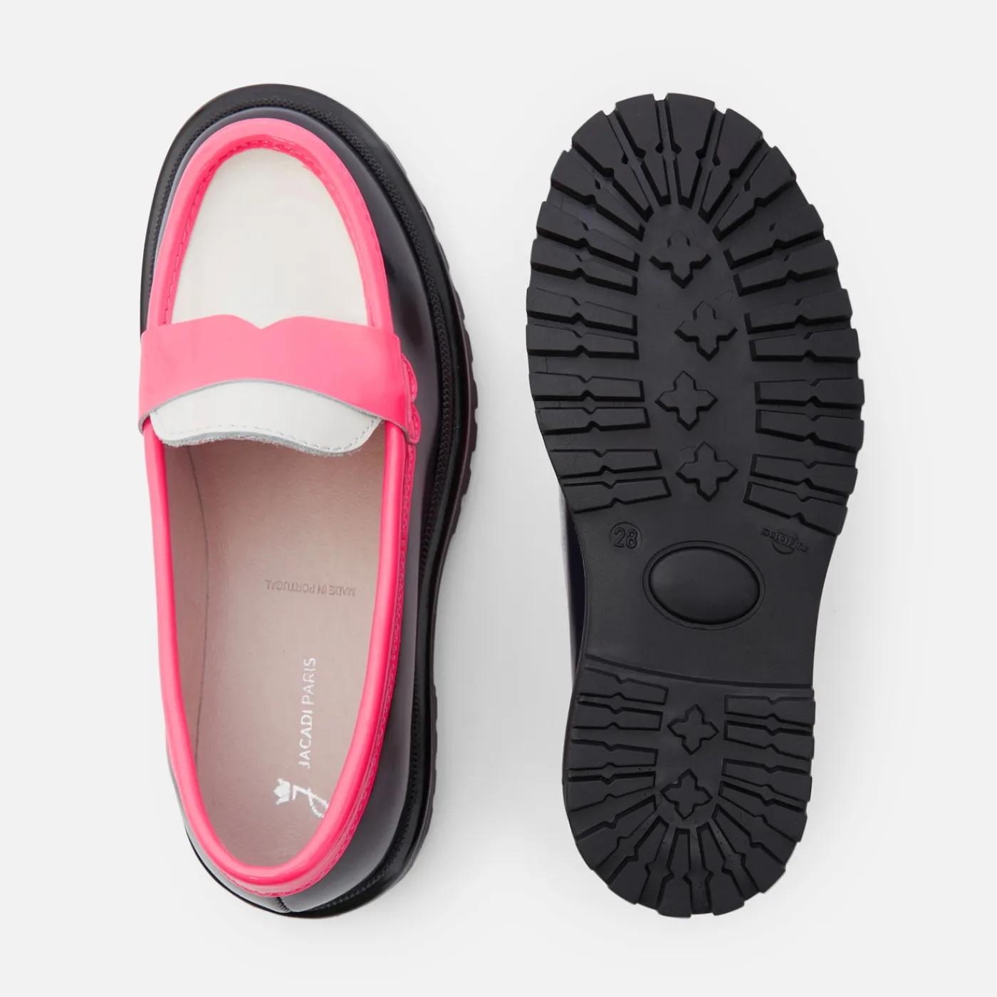 Jacadi Mocassins enfant fille en cuir glacé - lore BLEU/MULTICO Outlet