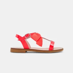 Jacadi Nu-pieds enfant fille en cuir verni - ROSE FLUO