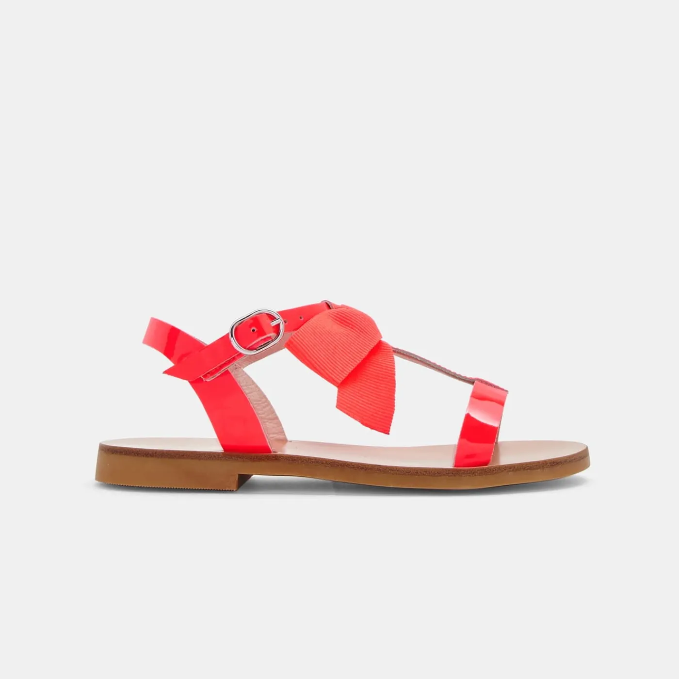 Jacadi Nu-pieds enfant fille en cuir verni - ROSE FLUO