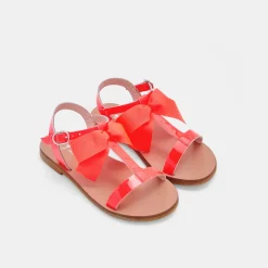 Jacadi Nu-pieds enfant fille en cuir verni - ROSE FLUO