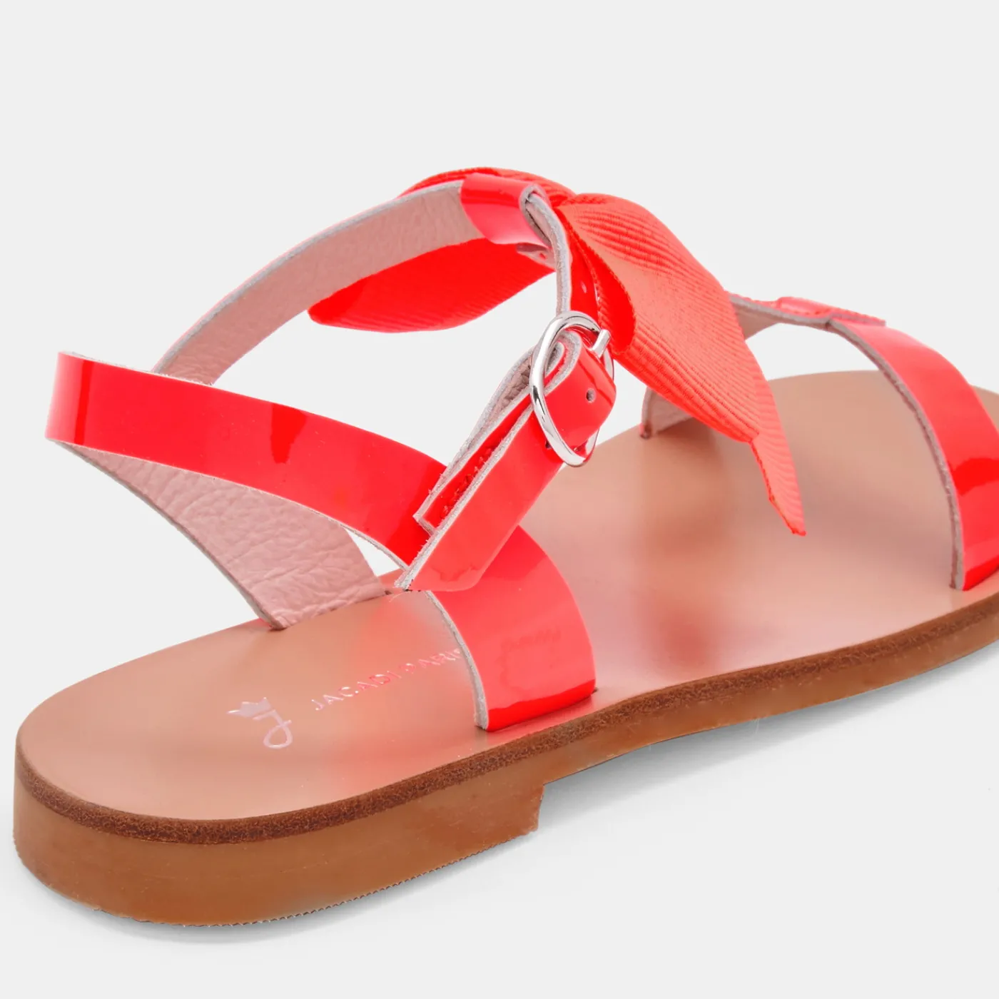 Jacadi Nu-pieds enfant fille en cuir verni - ROSE FLUO
