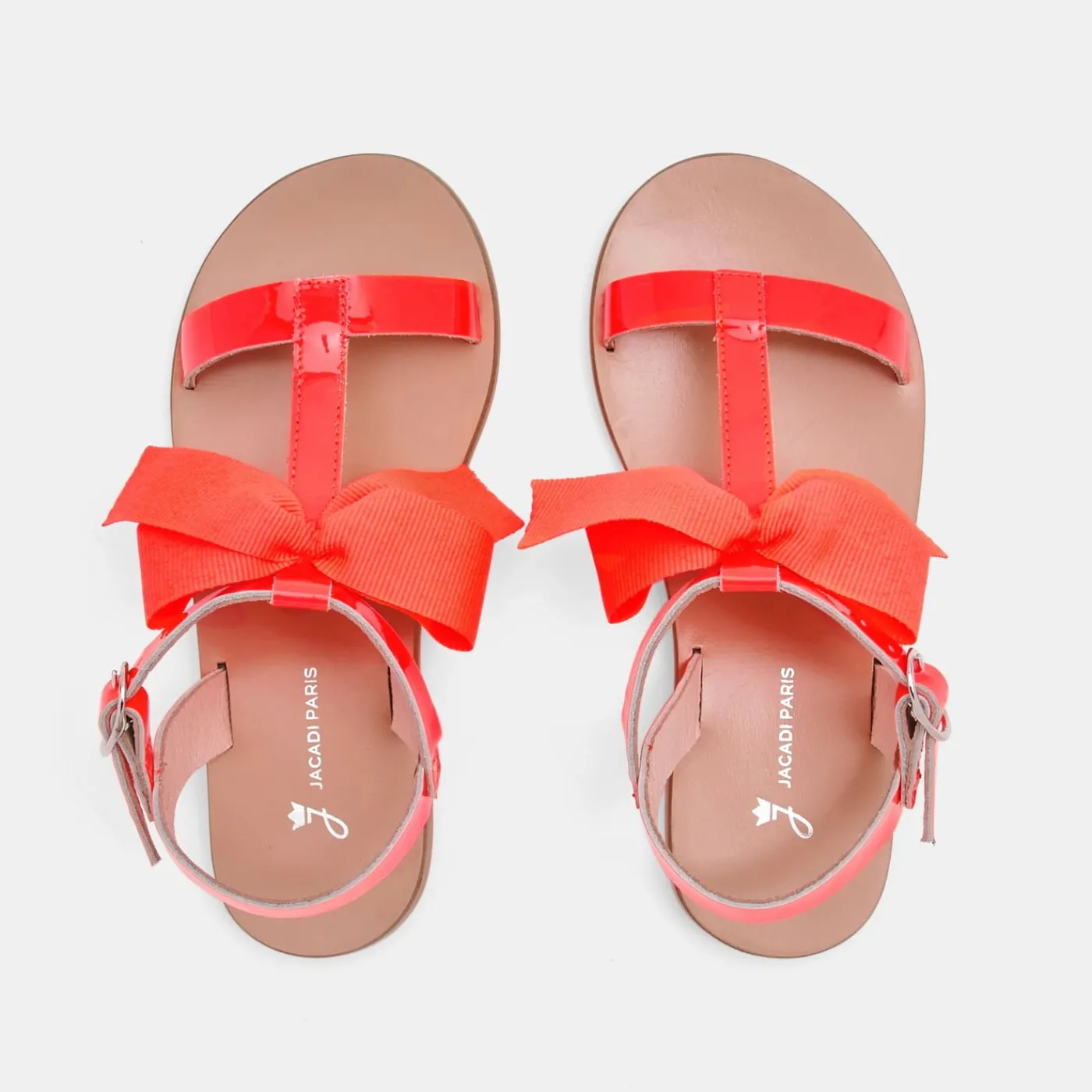 Jacadi Nu-pieds enfant fille en cuir verni - ROSE FLUO
