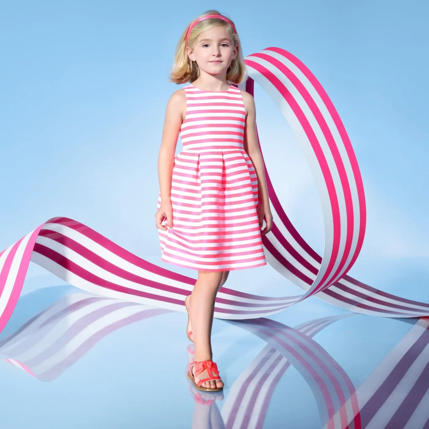 Jacadi Nu-pieds enfant fille en cuir verni - ROSE FLUO