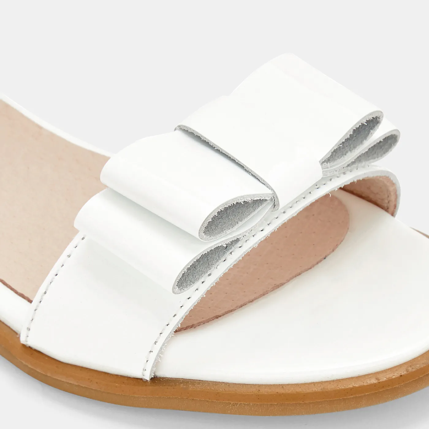 Jacadi Nu-pieds enfant fille en cuir verni - blanc BLANC JACADI Outlet
