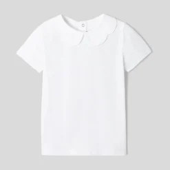 Jacadi Polo enfant fille à col festonné - blanc BLANC JACADI Outlet