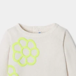 Jacadi Pull bébé fille à fleurs rebrodées - blanc doux BLANC DOUX JACADI Discount