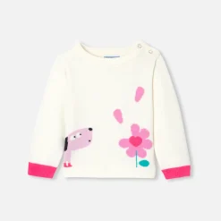 Jacadi Pull bébé fille Intarsia fleur - lore BLANC DOUX/MULTICO Discount