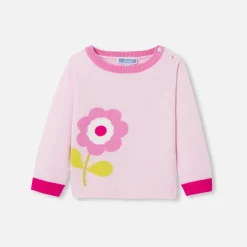 Jacadi Pull bébé fille Intarsia fleurs - rose poudre ROSE POUDRE JACADI New