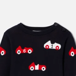 Jacadi Pull bébé garçon en coton - MARINE/ROUGE Sale