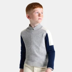 Jacadi Pull en cachemire enfant garçon - GRIS/MARINE Sale