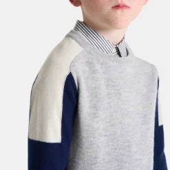 Jacadi Pull en cachemire enfant garçon - GRIS/MARINE Sale
