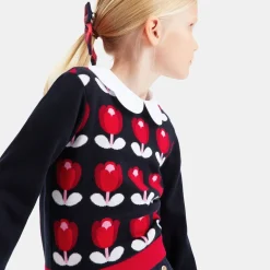 Jacadi Pull enfant fille motif tulipe - marine MARINE JACADI Outlet