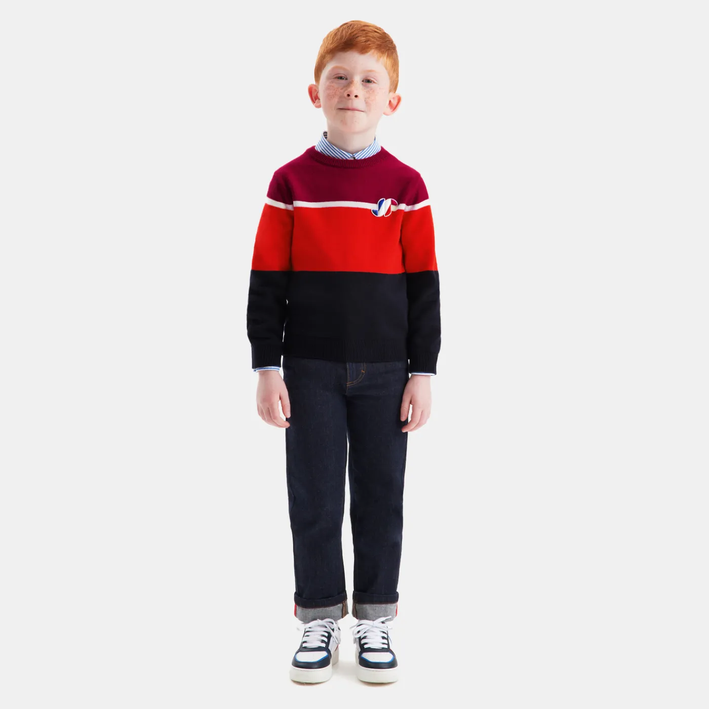 Jacadi Pull enfant garçon color block - MARINE/ROUGE Clearance