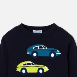 Jacadi Pull enfant garçon intarsia voiture - marine MARINE JACADI Sale