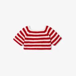 Jacadi Pull Love Maille pour notre ourson Martin Collection Solidaire - BLANC/ROUGE Outlet
