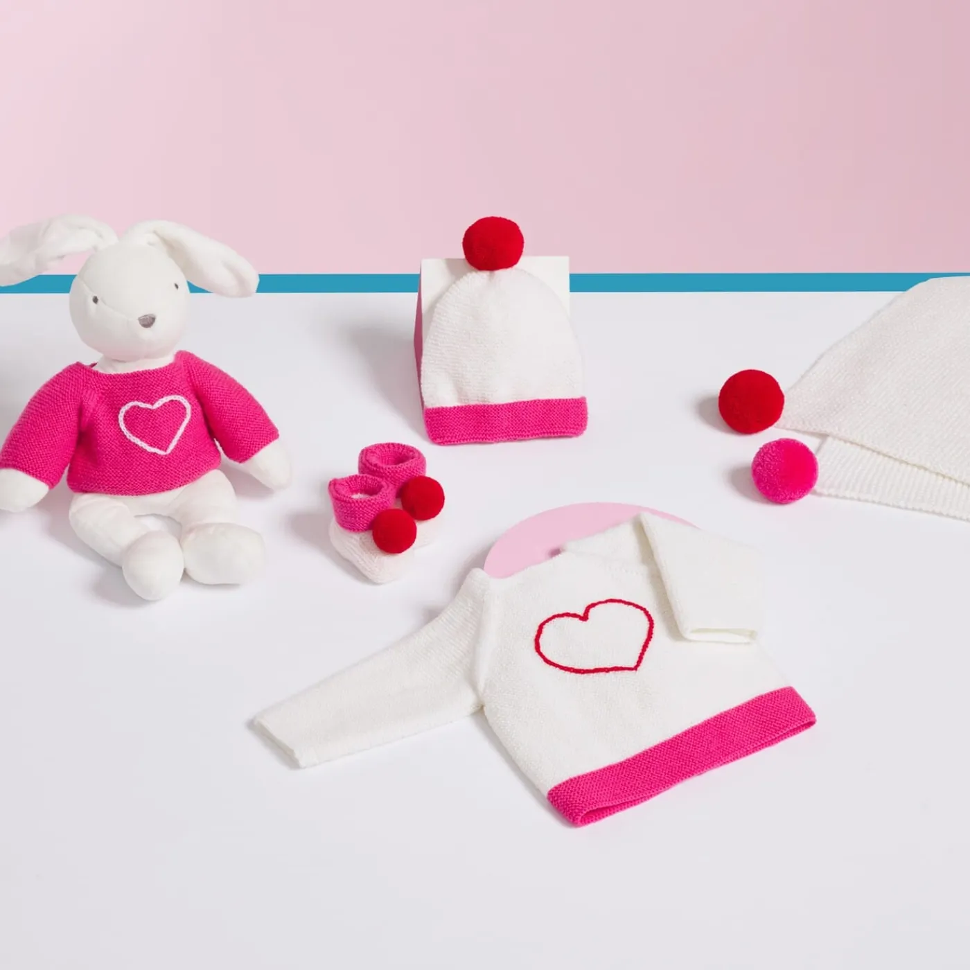 Jacadi Pull pour peluche lapin moyen modèle - Love Maille - ROSE New
