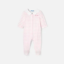 Jacadi Pyjama bébé fille imprimé Vichy - BLANC/ROSE Discount