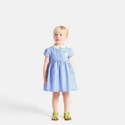 Jacadi Robe bébé fille coupe trapèze BLANC/BLEU Outlet