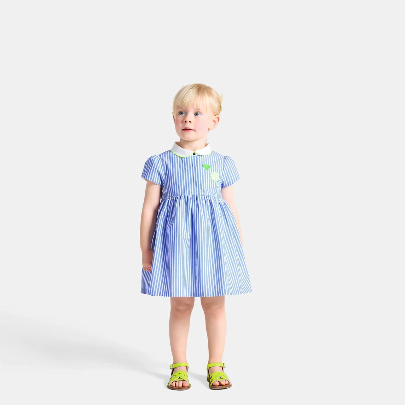 Jacadi Robe bébé fille coupe trapèze BLANC/BLEU Outlet