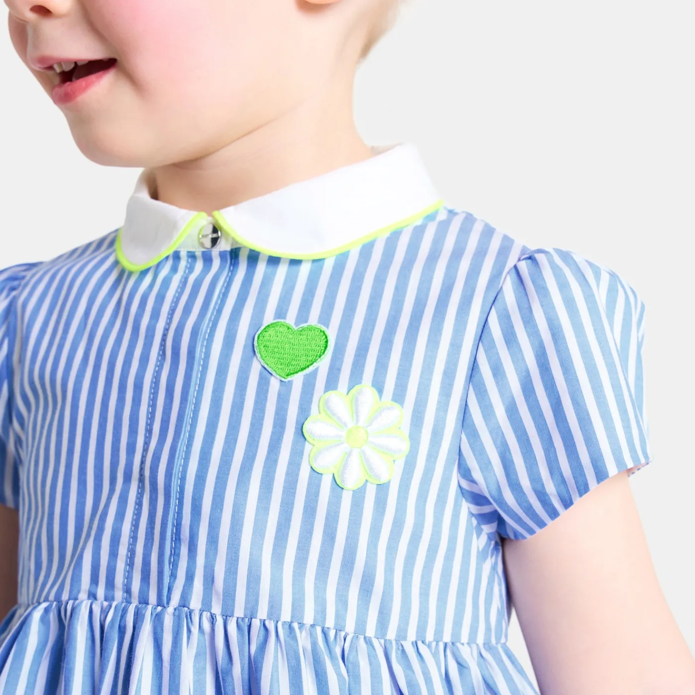 Jacadi Robe bébé fille coupe trapèze BLANC/BLEU Outlet