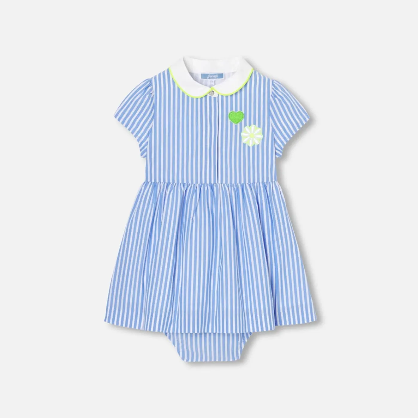 Jacadi Robe bébé fille coupe trapèze BLANC/BLEU Outlet