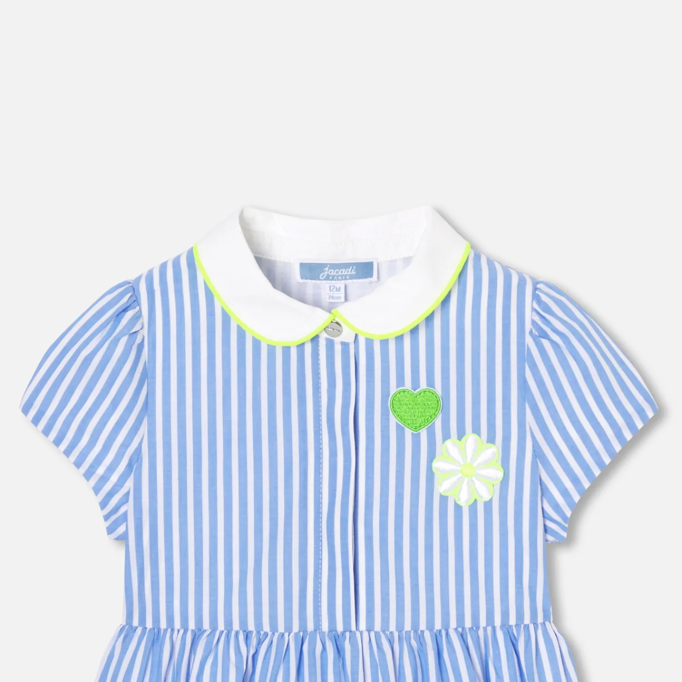 Jacadi Robe bébé fille coupe trapèze BLANC/BLEU Outlet