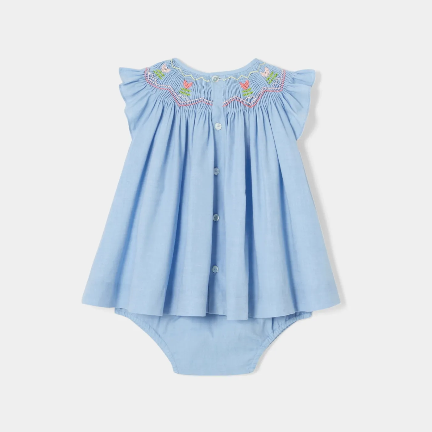 Jacadi Robe bébé fille en fil à fil - CHAMBRAY Discount