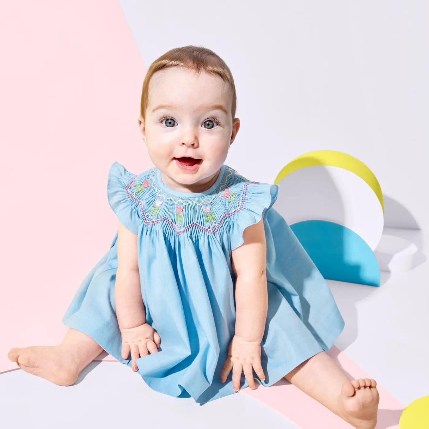 Jacadi Robe bébé fille en fil à fil - CHAMBRAY Discount