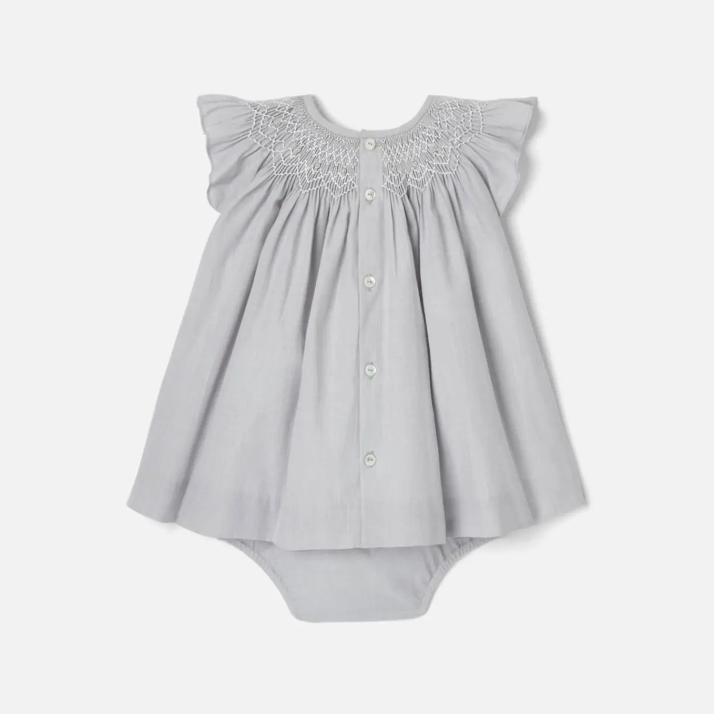 Jacadi Robe bébé fille en fil à fil - GRIS/BLANC New