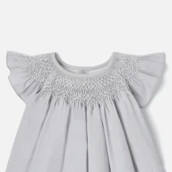 Jacadi Robe bébé fille en fil à fil - GRIS/BLANC New