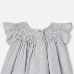 Jacadi Robe bébé fille en fil à fil - GRIS/BLANC New
