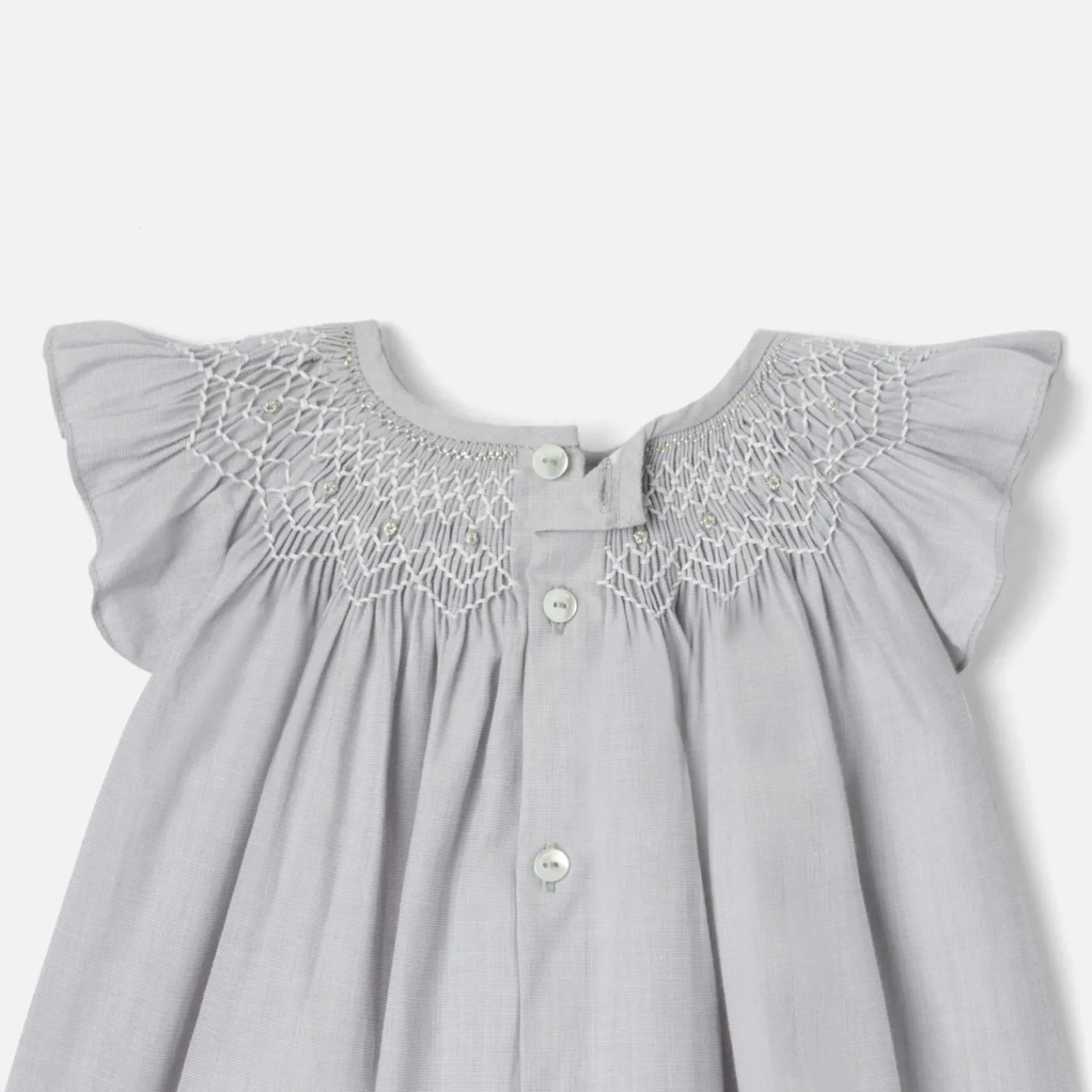 Jacadi Robe bébé fille en fil à fil - GRIS/BLANC New