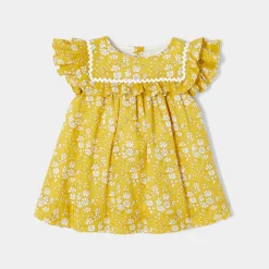 Jacadi Robe bébé fille en tissu Liberty - JAUNE/BLANC Discount