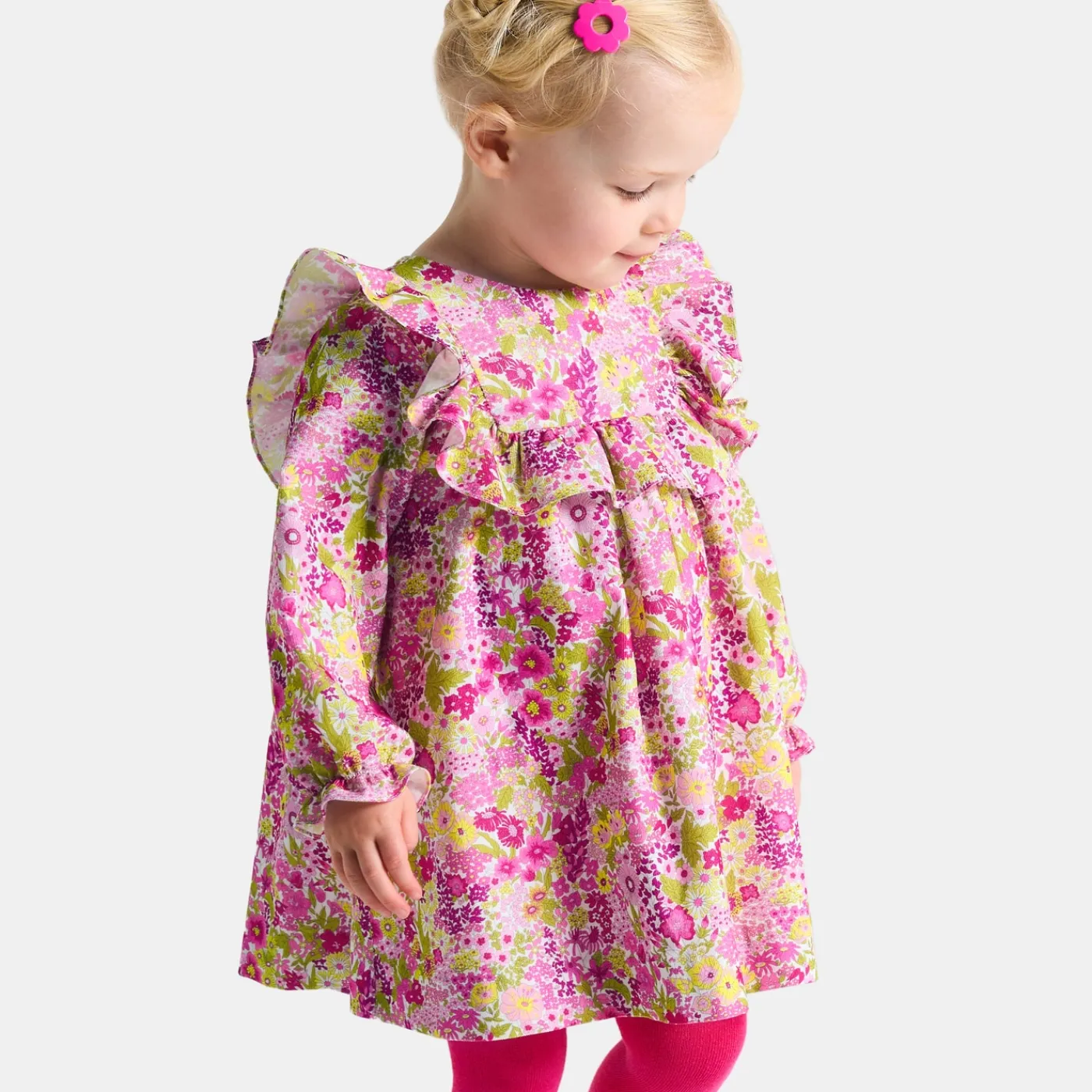 Jacadi Robe bébé fille en velours Tissu Liberty - lore BLANC/MULTICO Discount