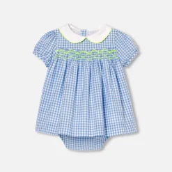 Jacadi Robe bébé fille manches courtes - BLEU/BLANC Discount