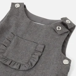 Jacadi Robe chasuble bébé fille en flanelle - POIVRE