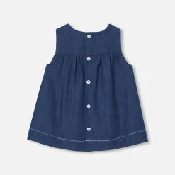 Jacadi Robe chasuble bébé fille en denim léger - DENIM FONCE Discount