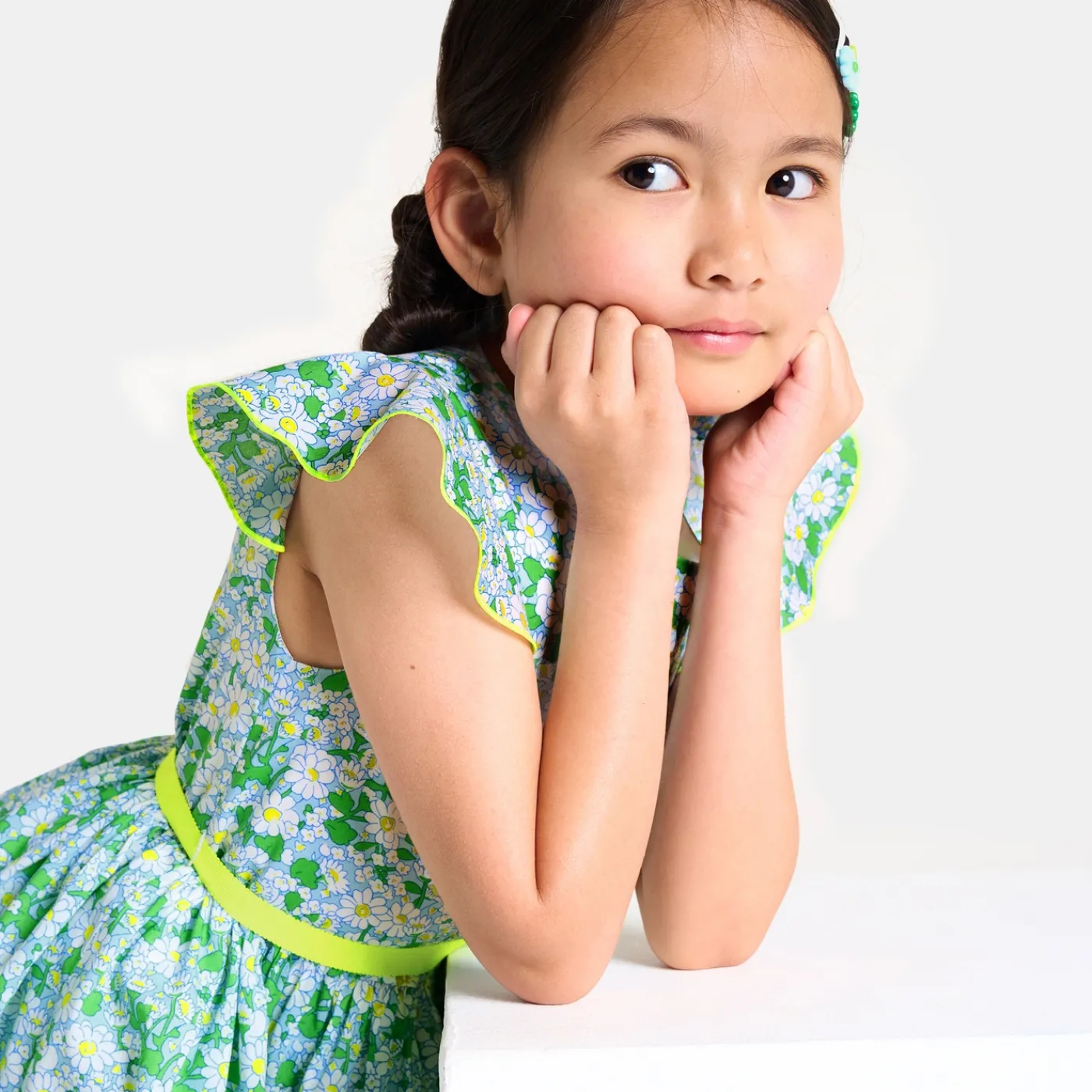 Jacadi Robe enfant fille en tissu Liberty BLANC/MULTICO New