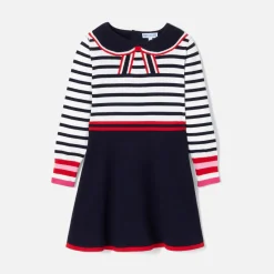 Jacadi Robe manches longues enfant fille - BLANC/MARINE Discount