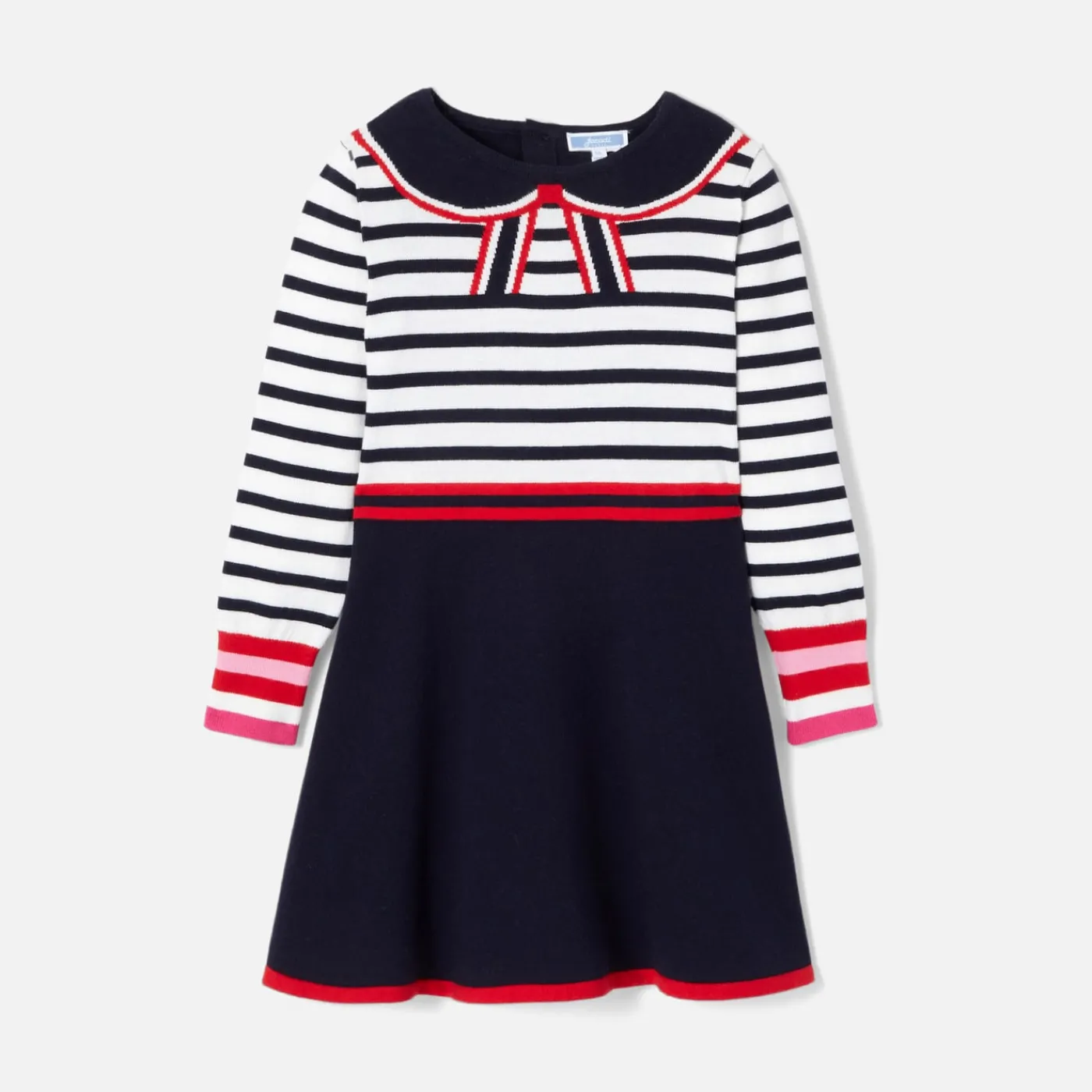 Jacadi Robe manches longues enfant fille - BLANC/MARINE Discount