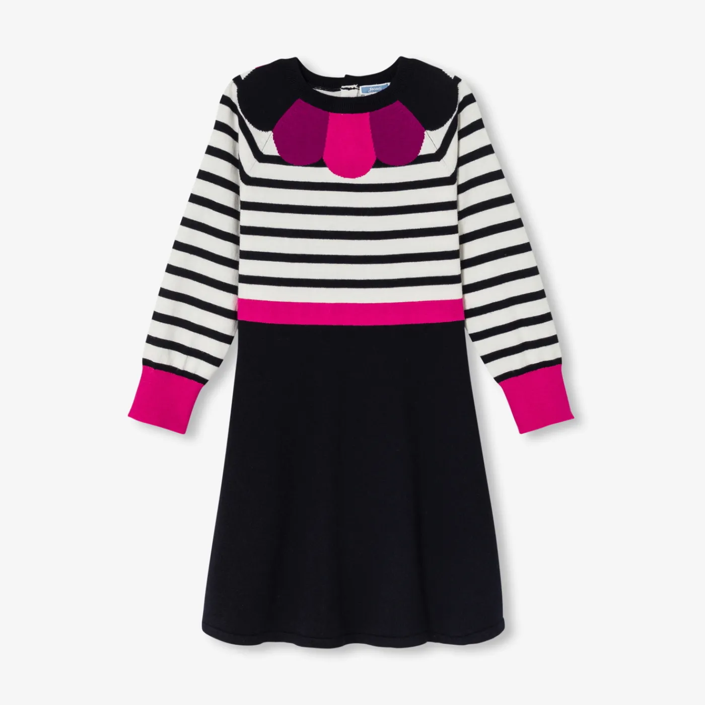Jacadi Robe manches longues enfant fille - BLANC/MARINE New