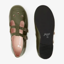 Jacadi Salomés enfant fille en cuir verni - KAKI Clearance