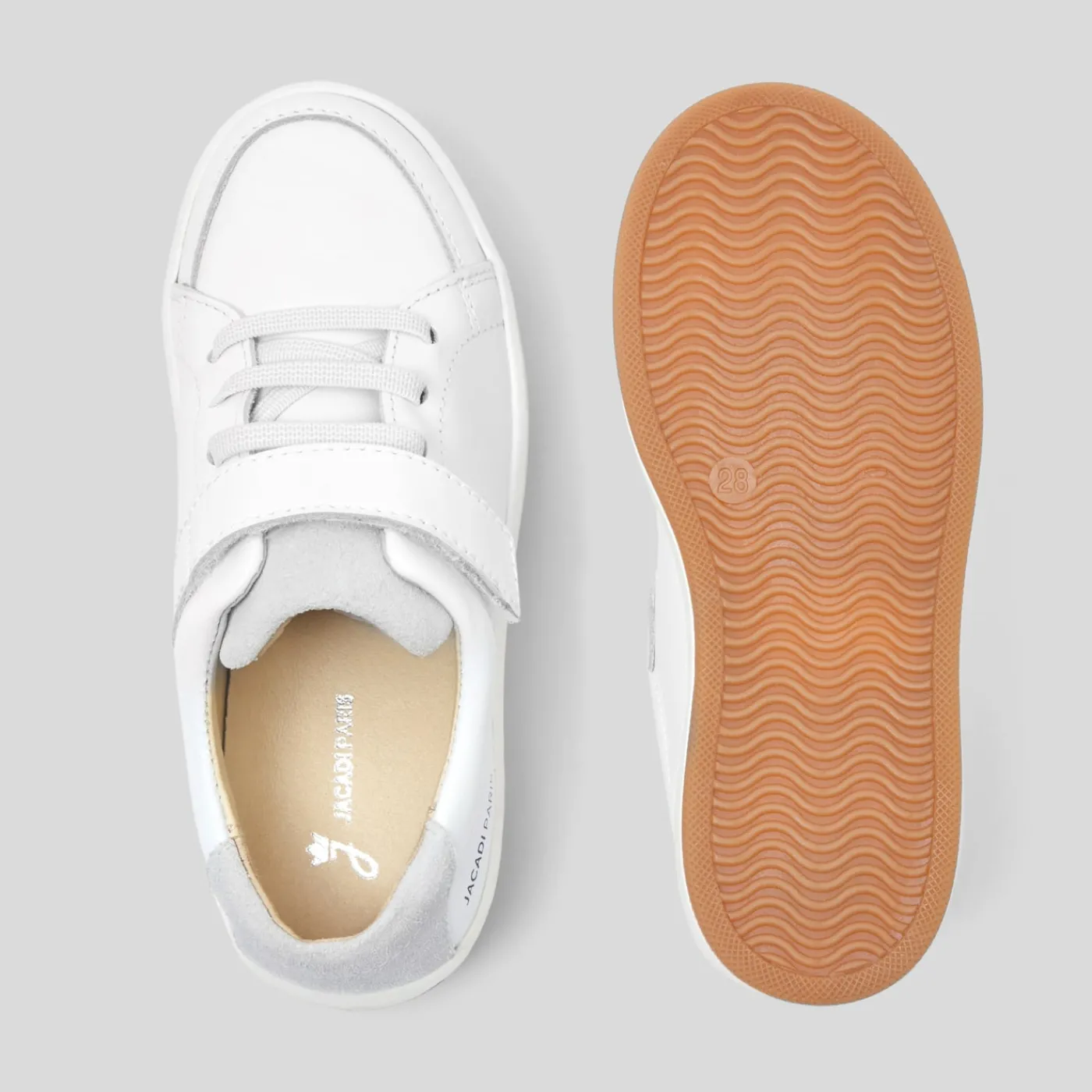 Jacadi Tennis enfant en cuir lisse - blanc BLANC JACADI Hot