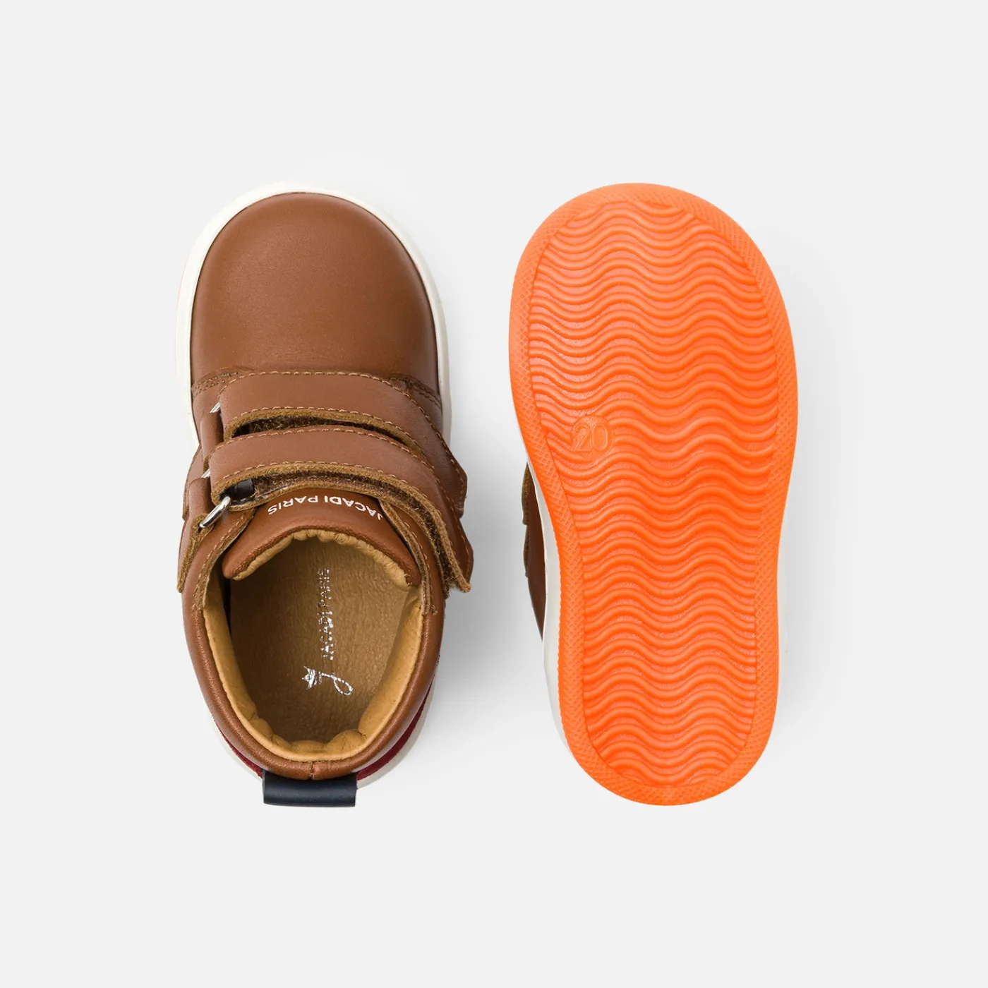 Jacadi Tennis montantes bébé garçon en cuir lisse - MARRON