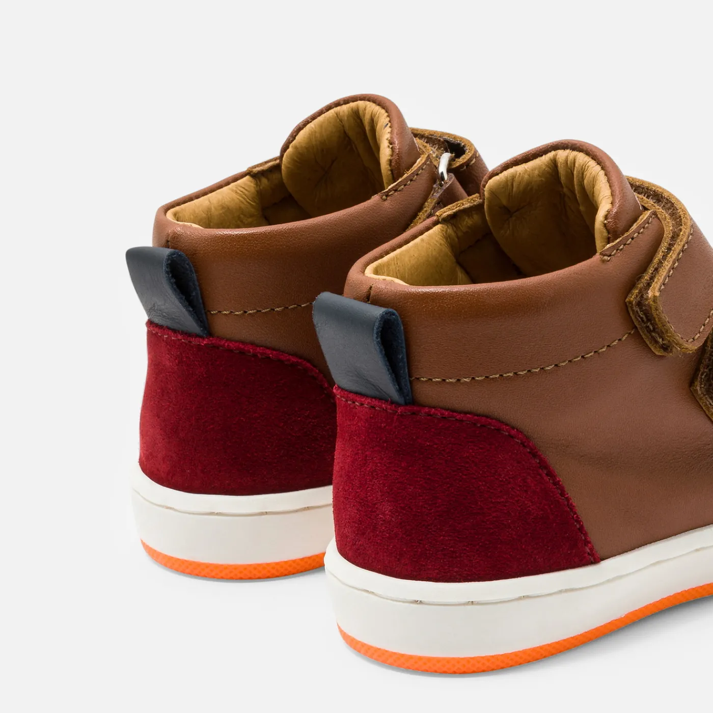 Jacadi Tennis montantes bébé garçon en cuir lisse - MARRON