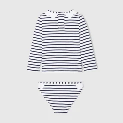 Jacadi T-shirt de protection UV UPF 40+ et culotte de bain bébé fille - MARINE/BLANC Best