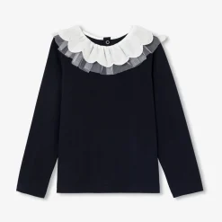 Jacadi T-shirt enfant fille à collerette - marine MARINE JACADI Best